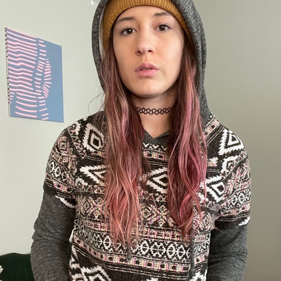 Freshwear multicolor tribal hoodie with pocket - Picture 2 of 4